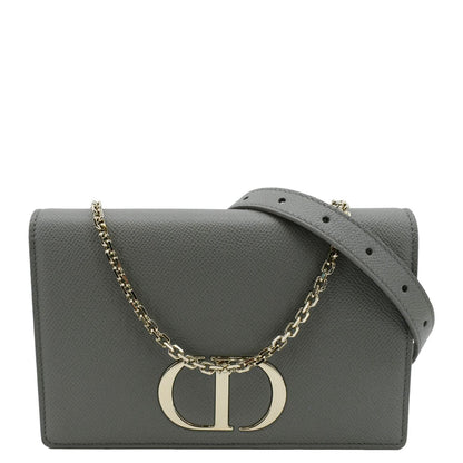 Christian Dior 30 Montaigne 2 In 1 Grained Calfskin Leather Pouch Dark Grey