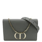 Christian Dior 30 Montaigne 2 In 1 Grained Calfskin Leather Pouch Dark Grey