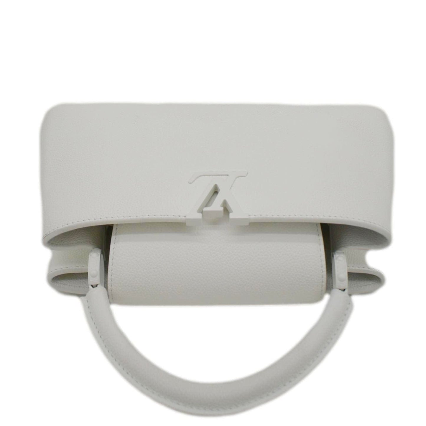 LOUIS VUITTON Capucines East-West MM Leather Crossbody Bag White