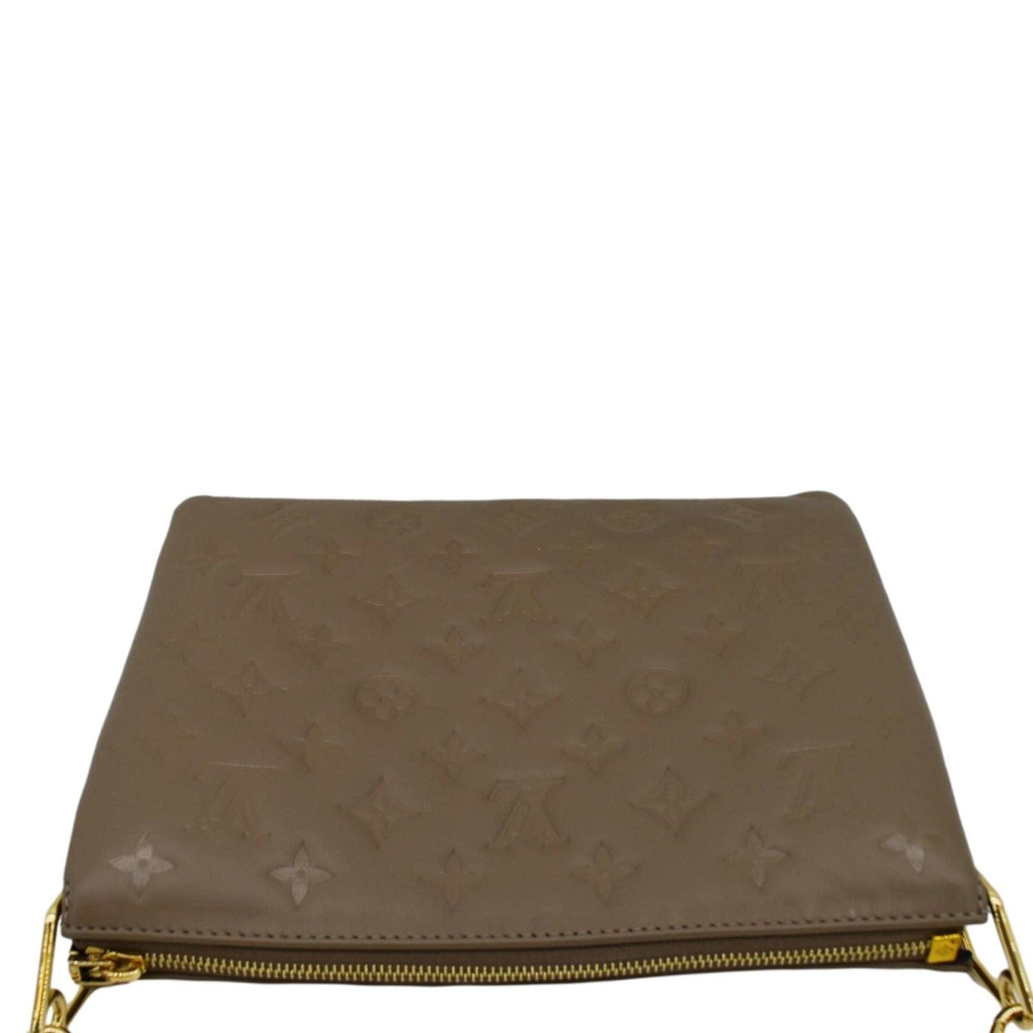 LOUIS VUITTON Coussin PM Monogram Embossed Leather Crossbody Bag Taupe