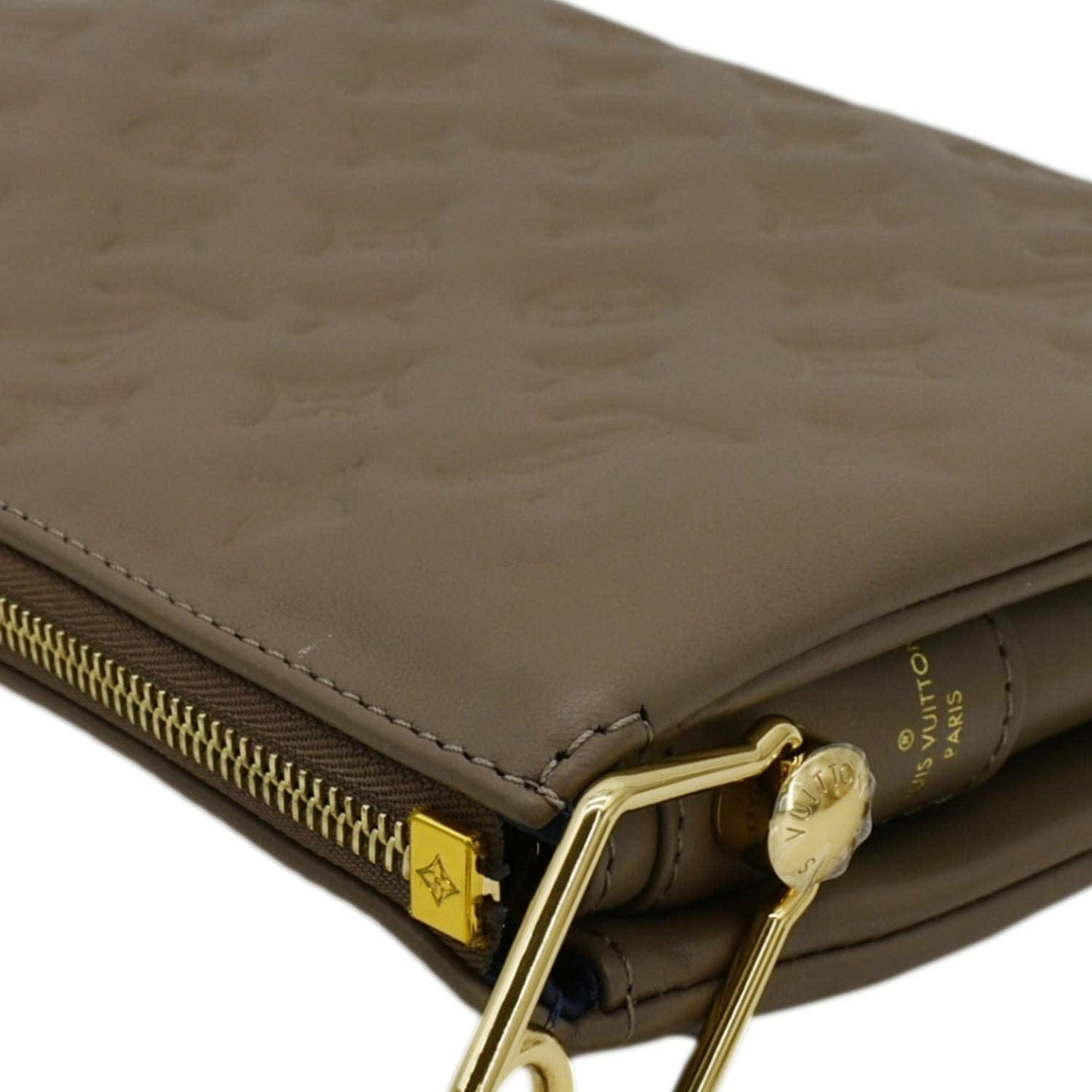 LOUIS VUITTON Coussin PM Monogram Embossed Leather Crossbody Bag Taupe