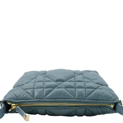 Christian Dior Diortravel Calfskin Macrocannage Clutch Bag Blue