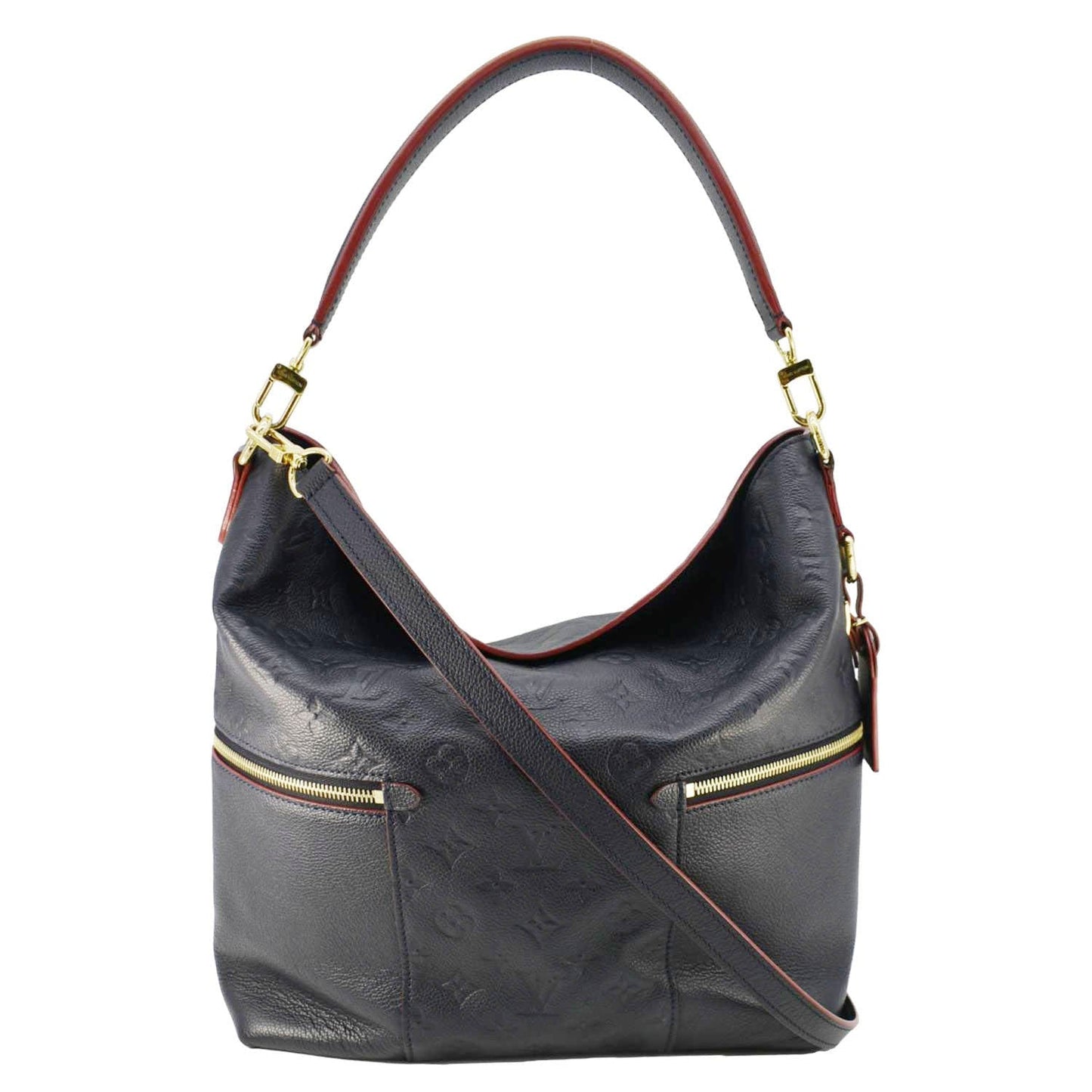 LOUIS VUITTON Melie Monogram Empreinte Leather Hobo Shoulder Bag Navy Blue