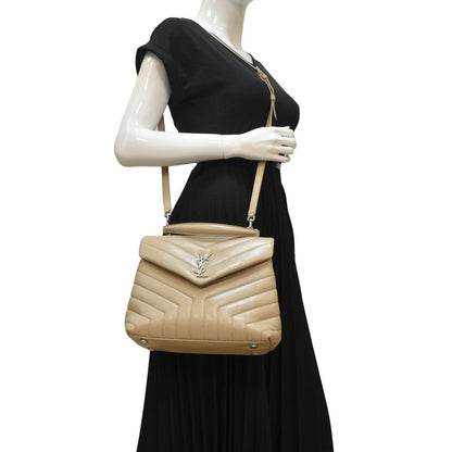 Saint Laurent Loulou Leather Beige Shoulder Bag