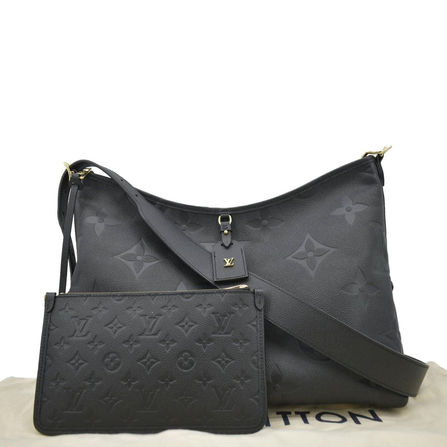 LOUIS VUITTON Carryall MM Empreinte Leather Shoulder Bag Black