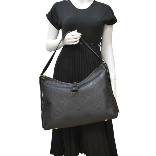 LOUIS VUITTON Carryall MM Empreinte Leather Shoulder Bag Black
