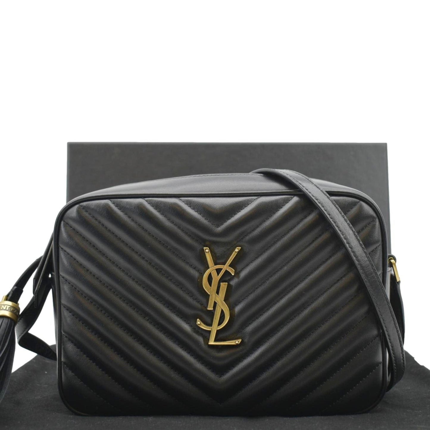 Saint Laurent Lou Leather Black Crossbody Style 30