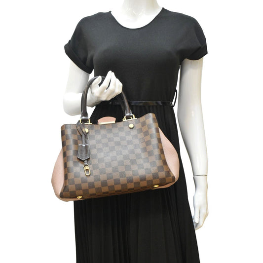 LOUIS VUITTON Brittany Damier Ebene Shoulder Bag Rose Ballerine