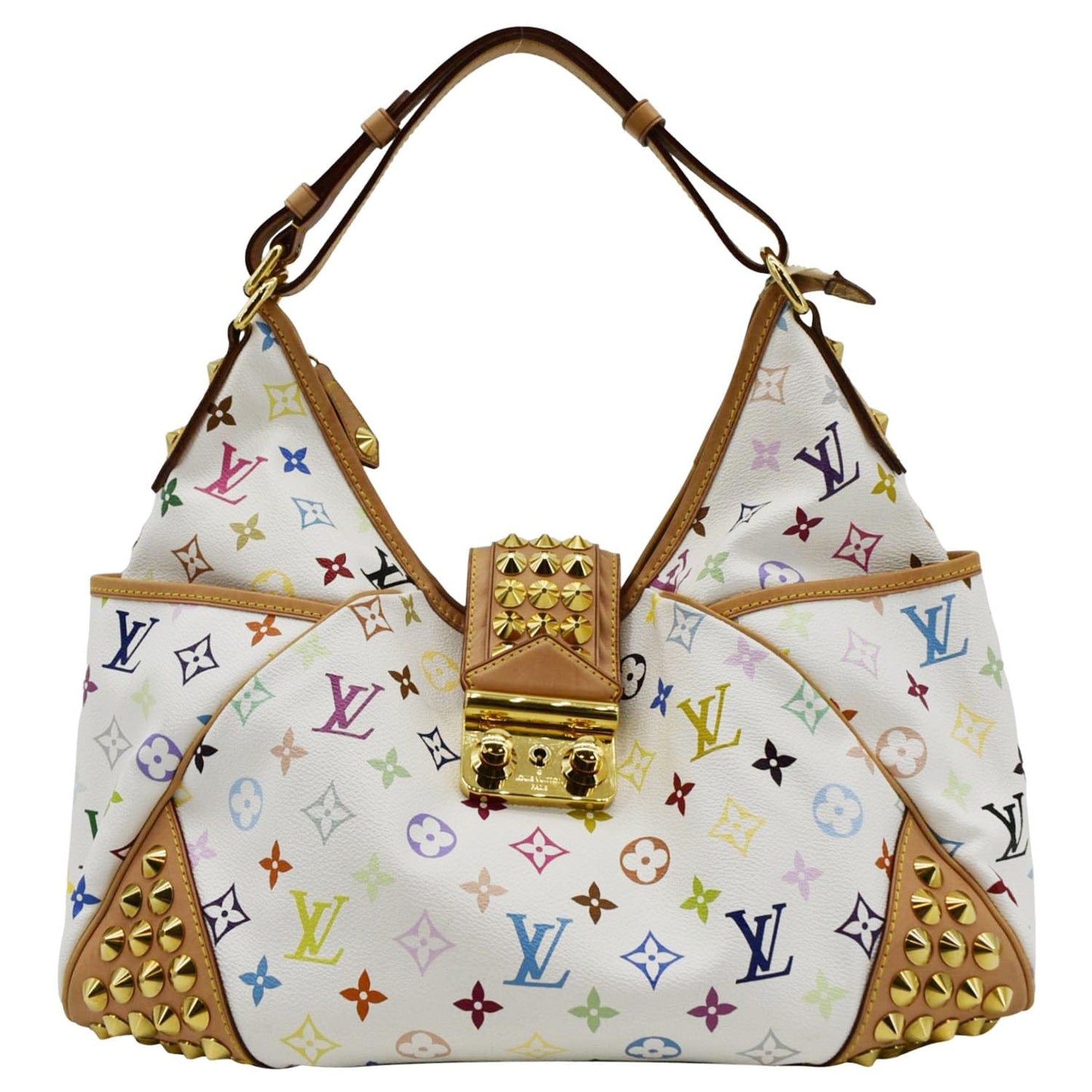 LOUIS VUITTON Chrissie Monogram Multicolor Canvas Hobo Bag White