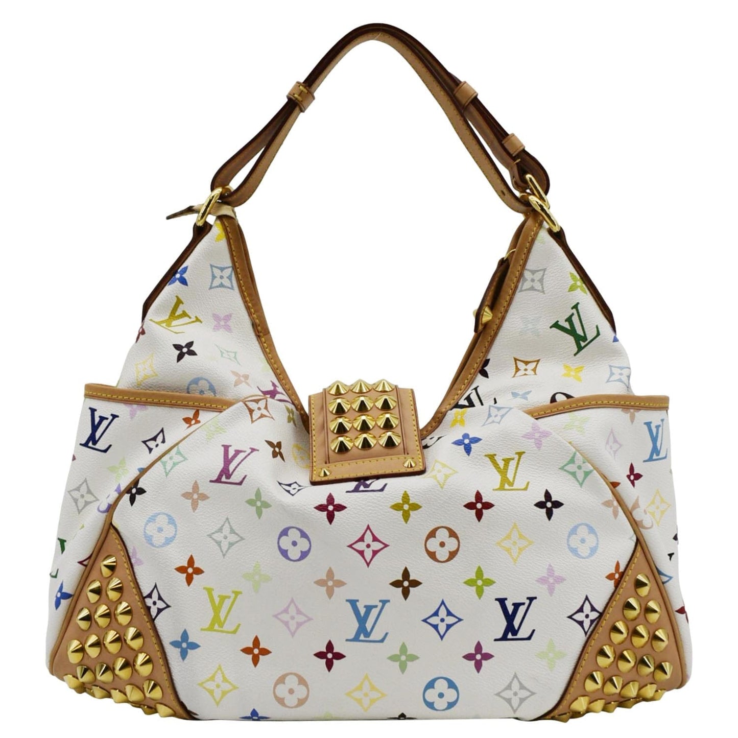 LOUIS VUITTON Chrissie Monogram Multicolor Canvas Hobo Bag White