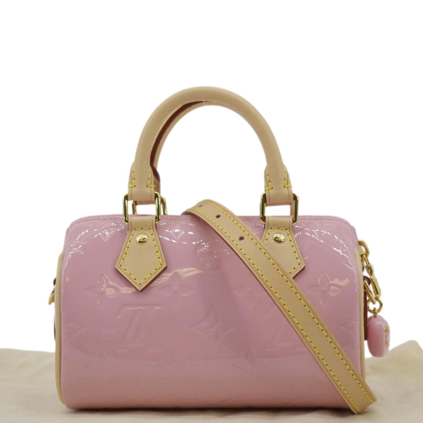 LOUIS VUITTON Nano Monogram Vernis Crossbody Bag Light Mochi Pink