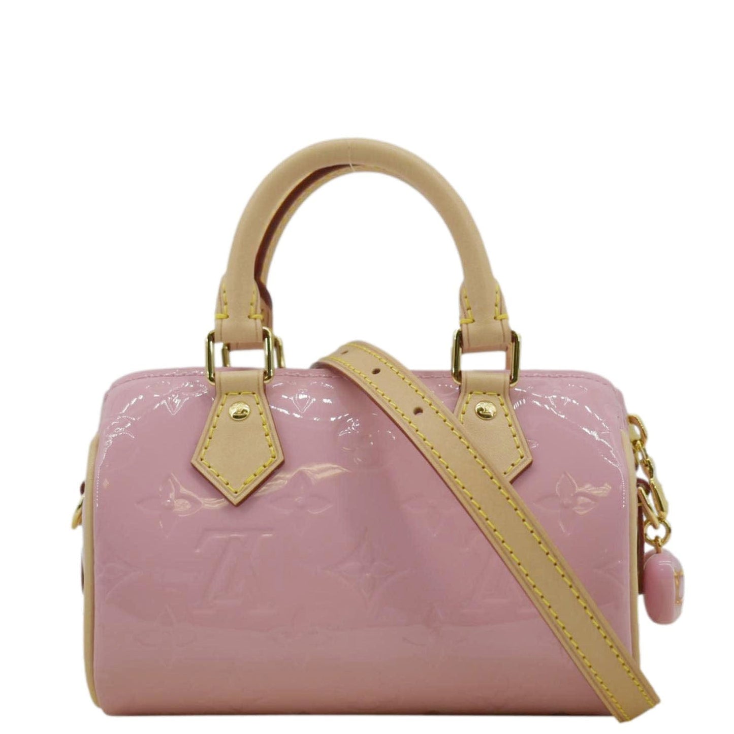 LOUIS VUITTON Nano Monogram Vernis Crossbody Bag Light Mochi Pink