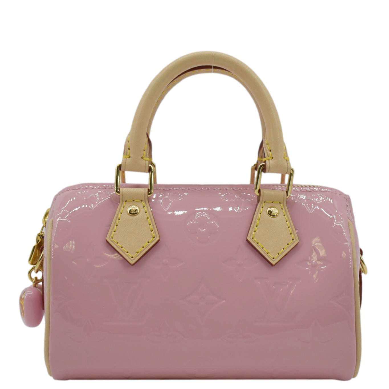 LOUIS VUITTON Nano Monogram Vernis Crossbody Bag Light Mochi Pink