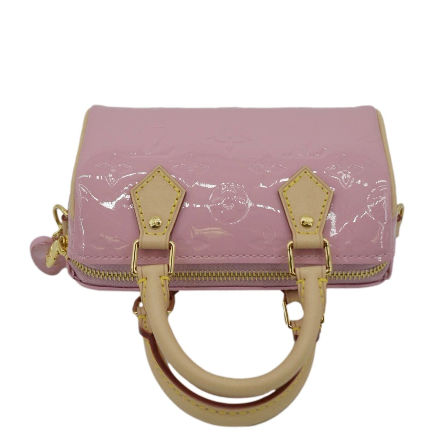 LOUIS VUITTON Nano Monogram Vernis Crossbody Bag Light Mochi Pink