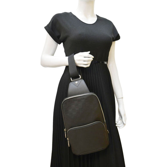 LOUIS VUITTON Avenue Sling Damier Infini Backpack Bag Black