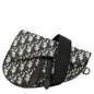 CHRISTIAN DIOR Saddle Oblique Jacquard Belt Crossbody Bag Navy Blue
