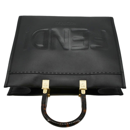 Fendi Sunshine Leather Black Tote Bag