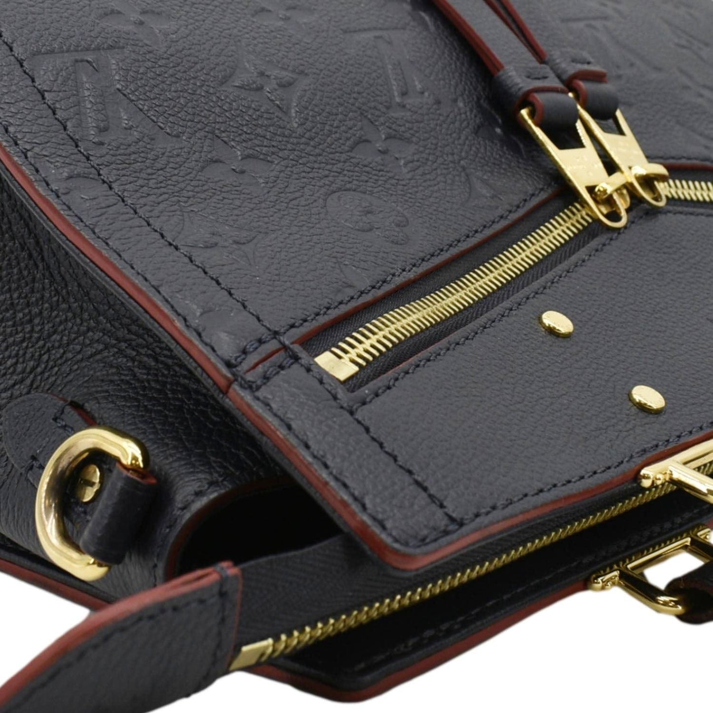 LOUIS VUITTON Sully PM Monogram Empreinte Leather Shoulder Bag Navy Blue