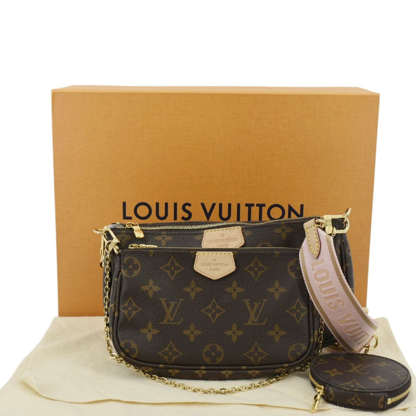 LOUIS VUITTON Multi Pochette Accessoires Monogram Canvas Shoulder Bag Light Pink