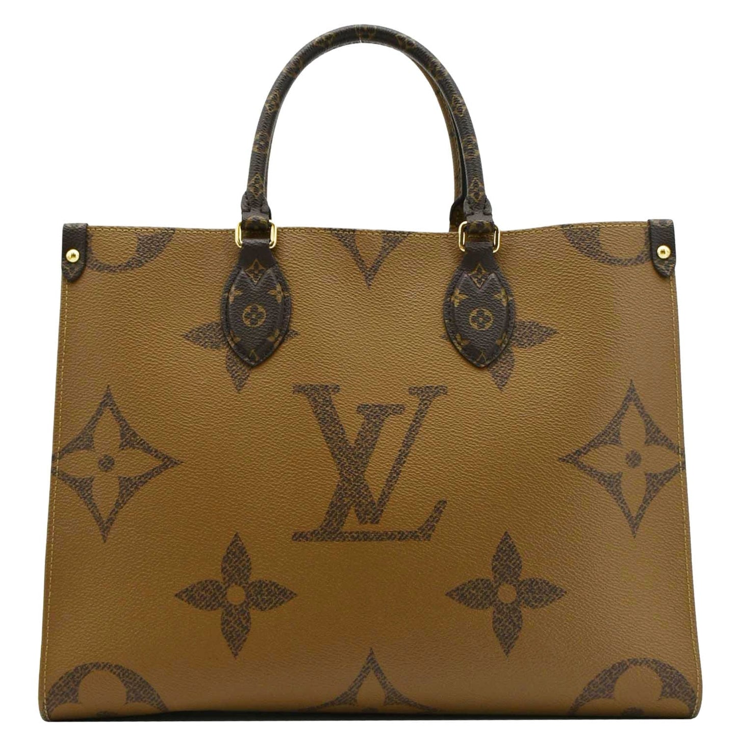 LOUIS VUITTON Onthego MM Giant Monogram Reverse Canvas Tote Bag Brown