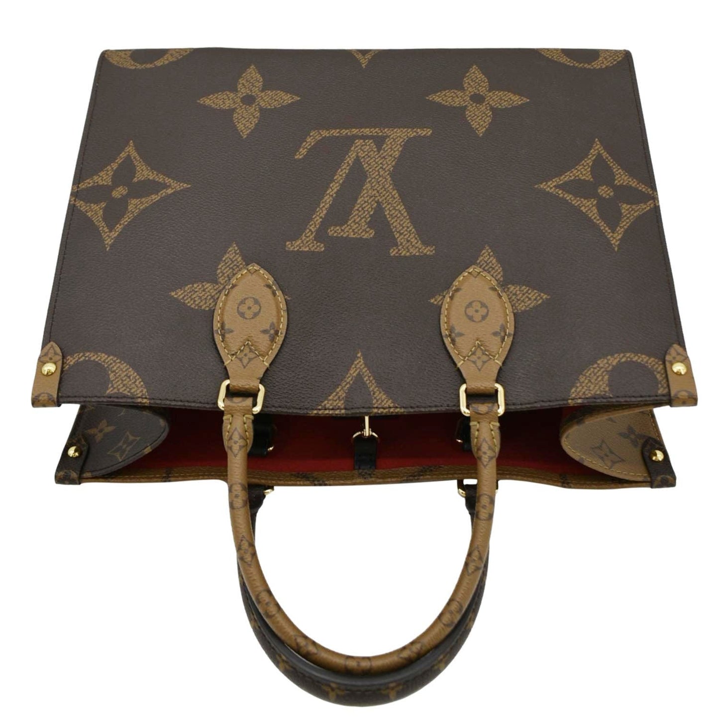LOUIS VUITTON Onthego MM Giant Monogram Reverse Canvas Tote Bag Brown