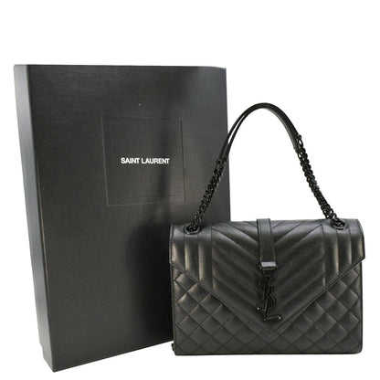 Saint Laurent Envelope Leather Black Shoulder Bag Style 25