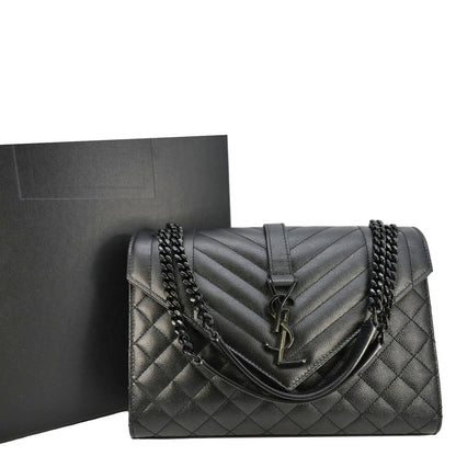 Saint Laurent Envelope Leather Black Shoulder Bag Style 25