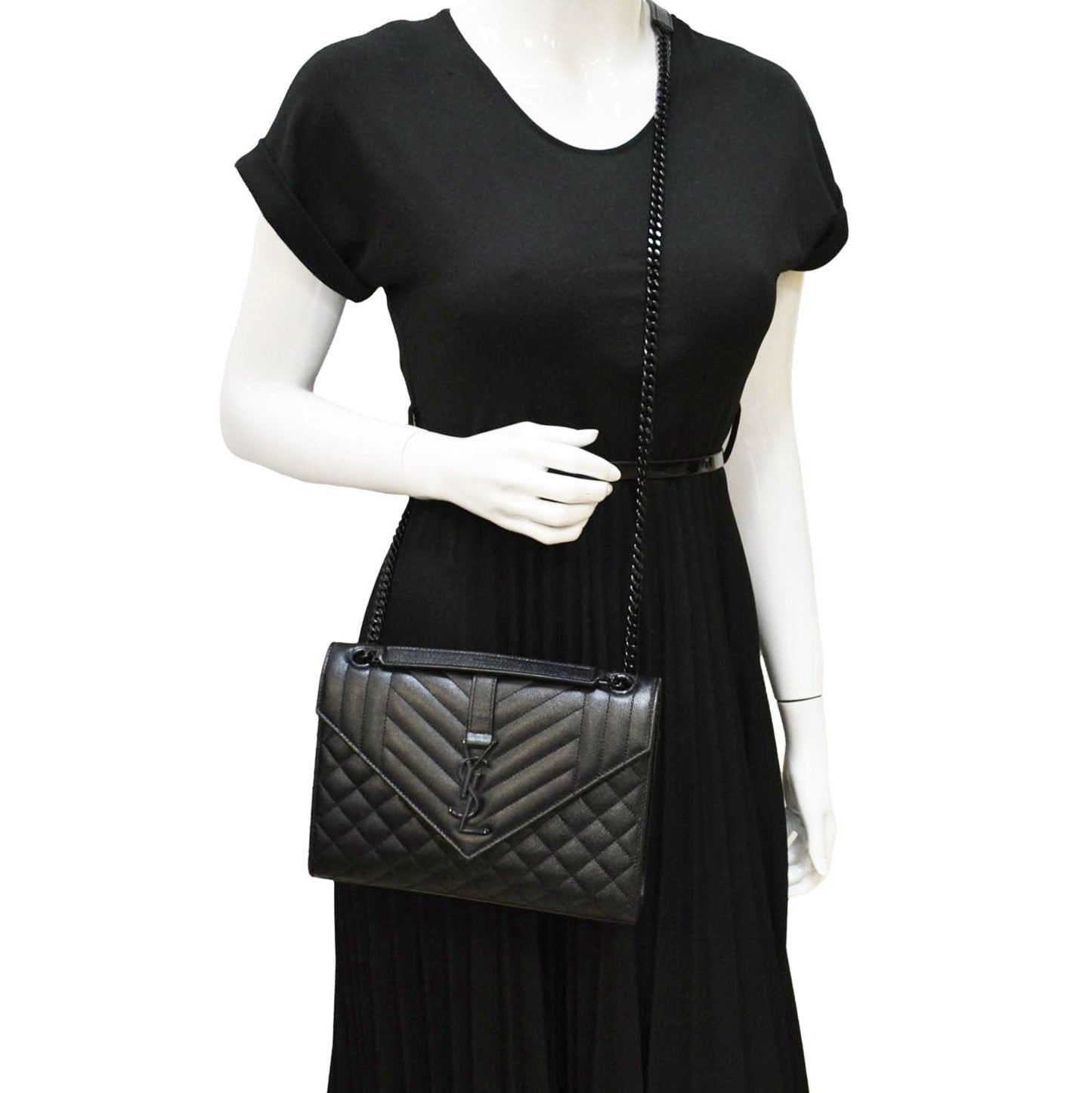 Saint Laurent Envelope Leather Black Shoulder Bag Style 25