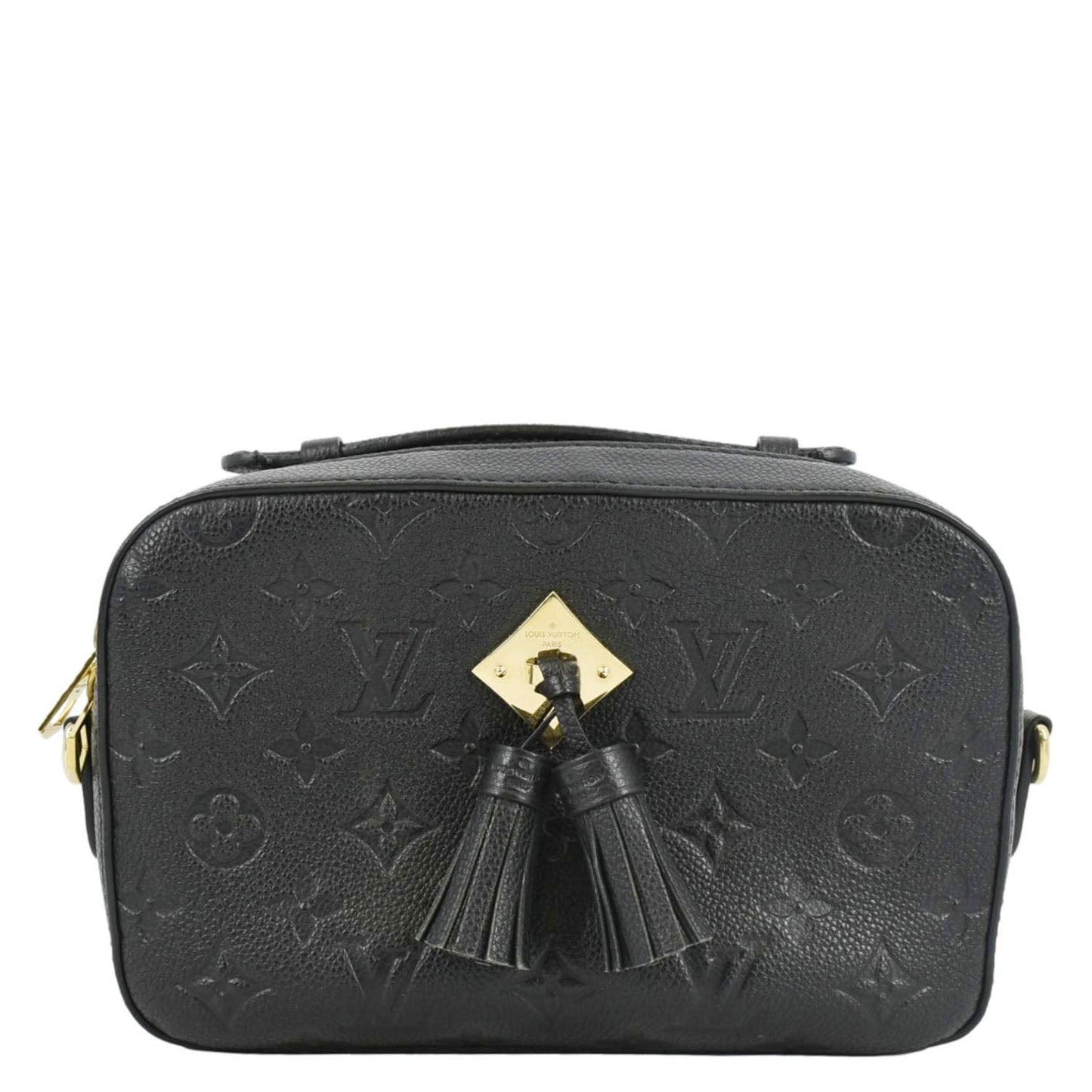 LOUIS VUITTON Saintonge Monogram Empreinte Leather Top Handle Satchel Bag Black