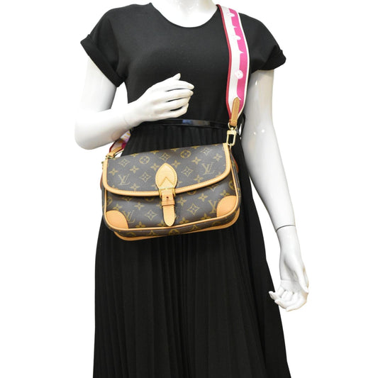 LOUIS VUITTON Diane Monogram Canvas Crossbody Bag Brown