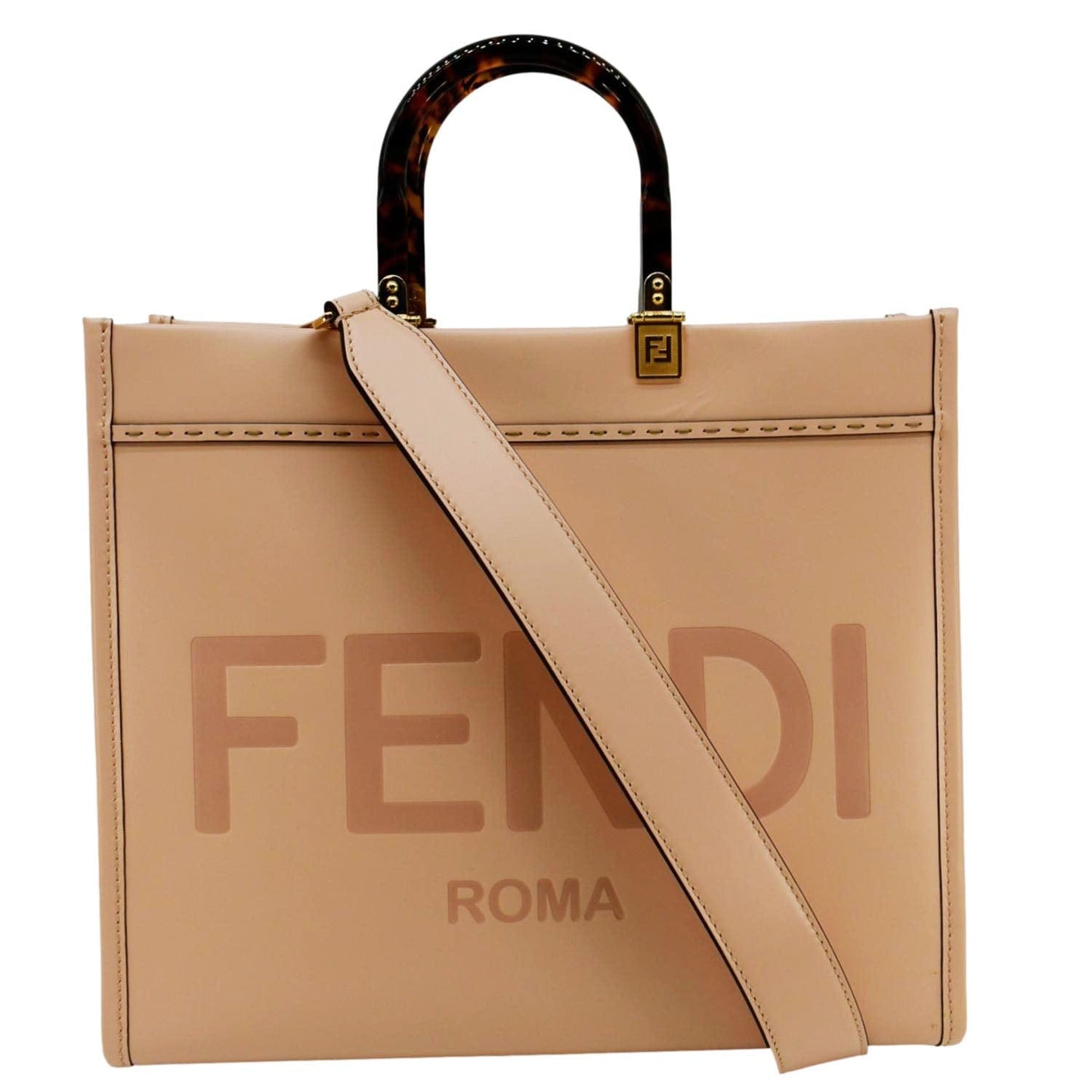 Fendi Sunshine Leather Red Tote Bag Style 25
