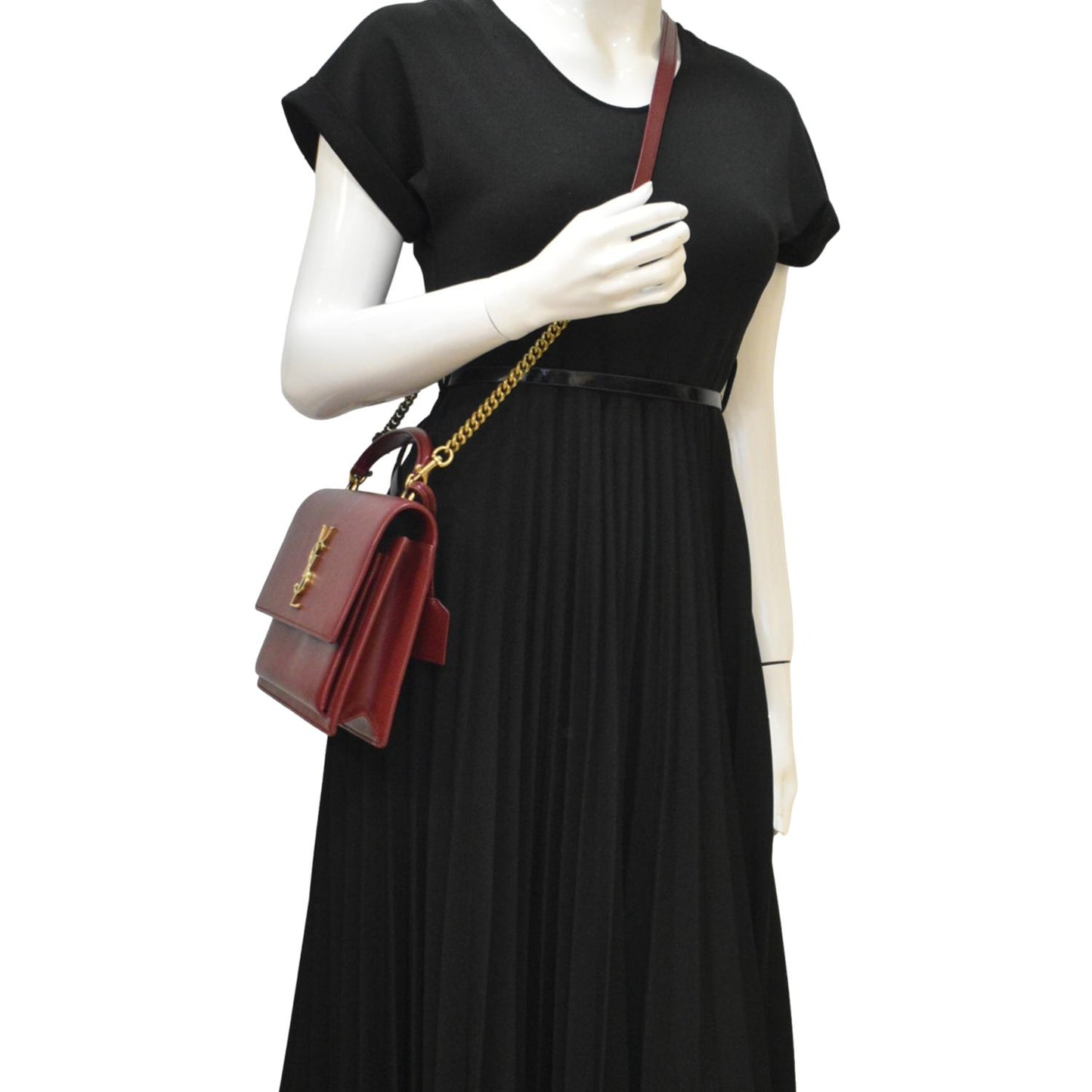 Saint Laurent Sunset Leather Red Shoulder Bag Style 2