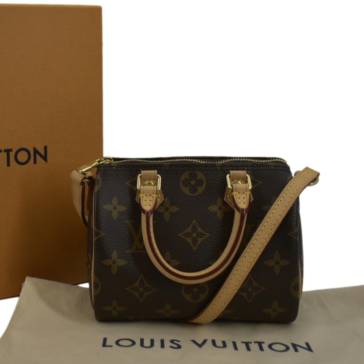 LOUIS VUITTON Nano Monogram Canvas Crossbody Bag Brown