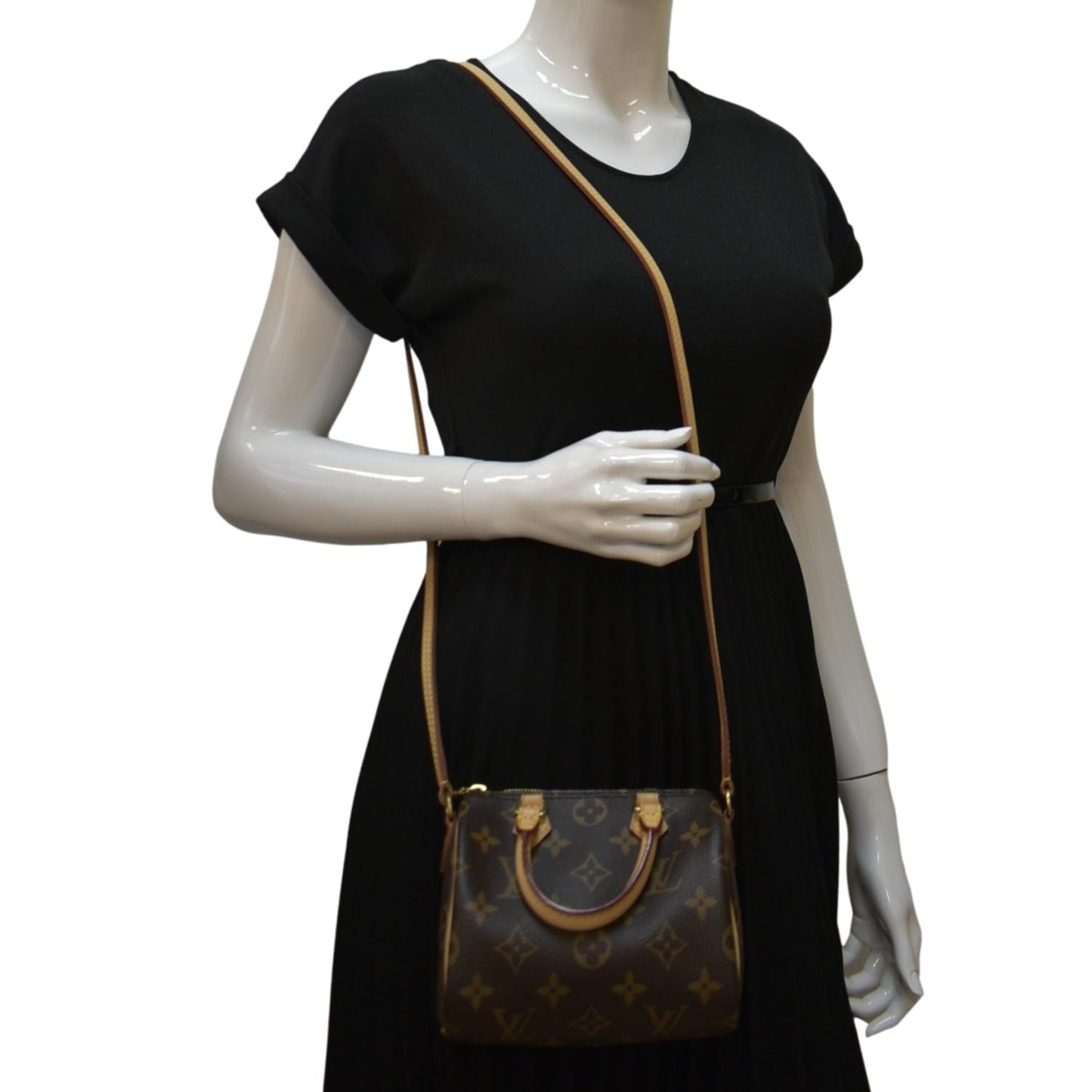 LOUIS VUITTON Nano Monogram Canvas Crossbody Bag Brown