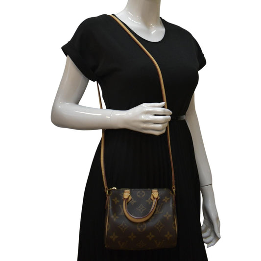 LOUIS VUITTON Nano Monogram Canvas Crossbody Bag Brown