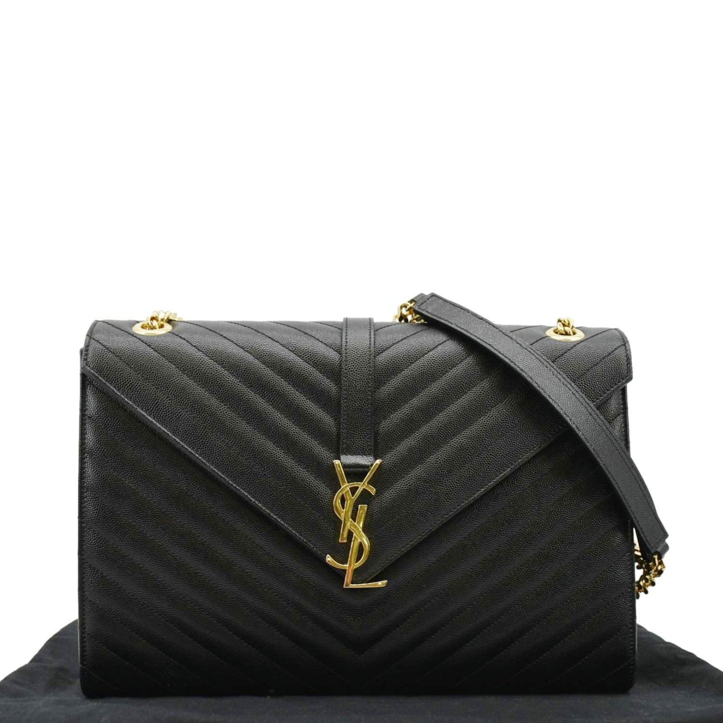 Saint Laurent Envelope Leather Black Shoulder Bag Style 22