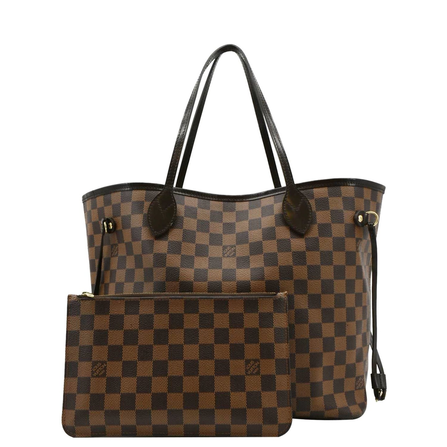 LOUIS VUITTON Neverfull MM Damier Ebene Tote Bag Brown