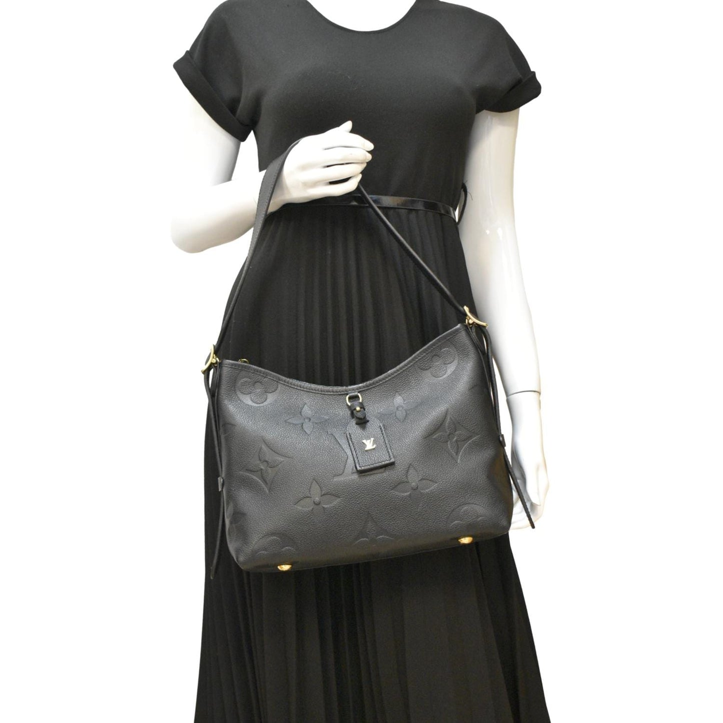 LOUIS VUITTON Carryall PM Monogram Empreinte Leather Shoulder Bag Black