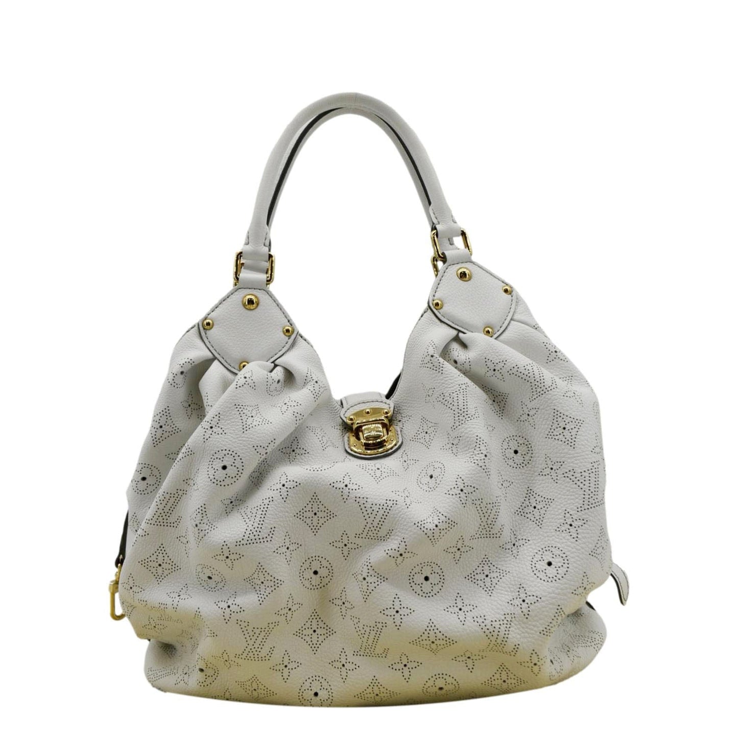 LOUIS VUITTON Solar Large Mahina Leather Hobo Bag White
