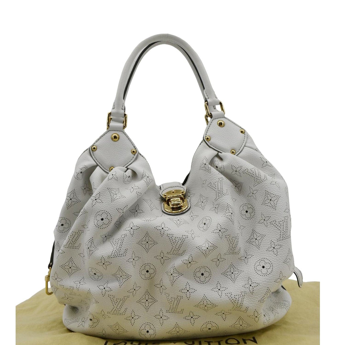 LOUIS VUITTON Solar Large Mahina Leather Hobo Bag White
