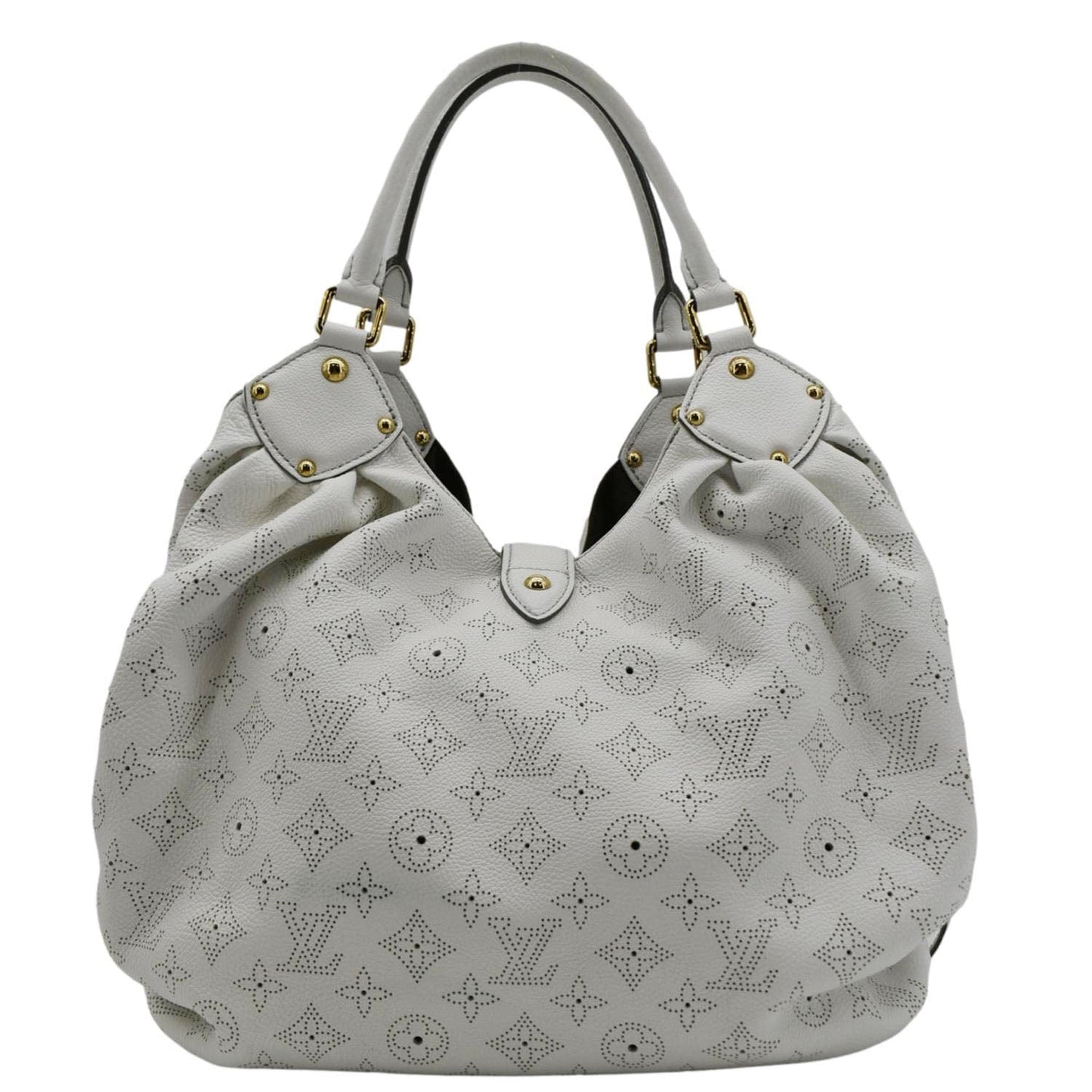 LOUIS VUITTON Solar Large Mahina Leather Hobo Bag White