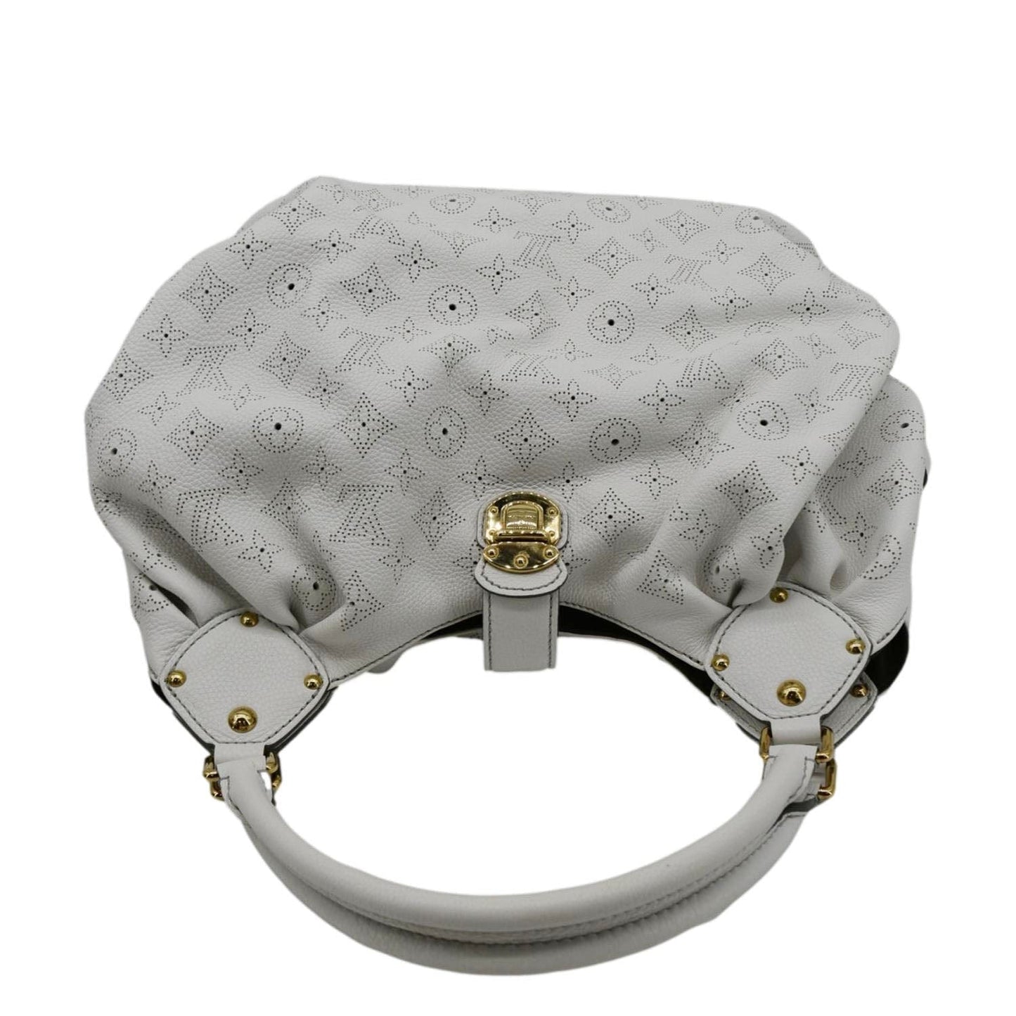 LOUIS VUITTON Solar Large Mahina Leather Hobo Bag White
