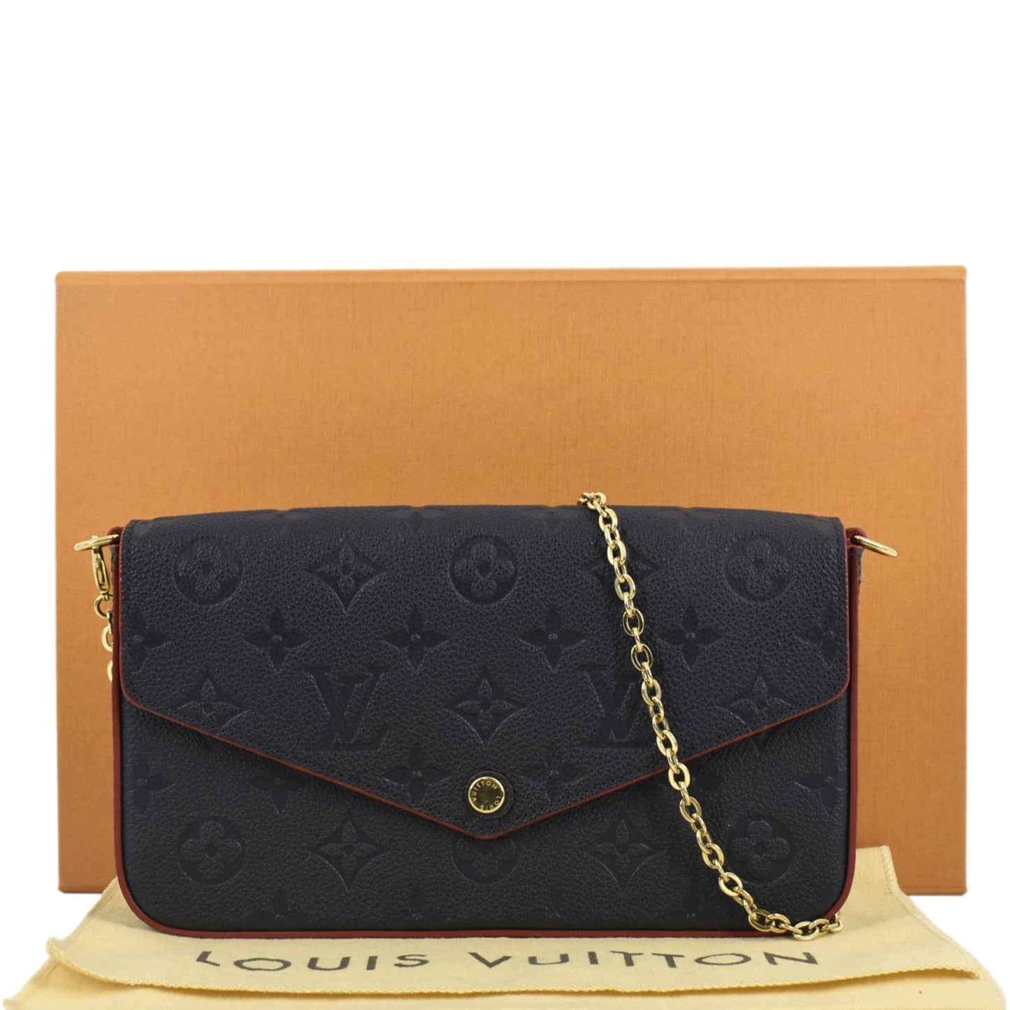 LOUIS VUITTON Felicie Monogram Empreinte Pochette Crossbody Bag Navy Blue