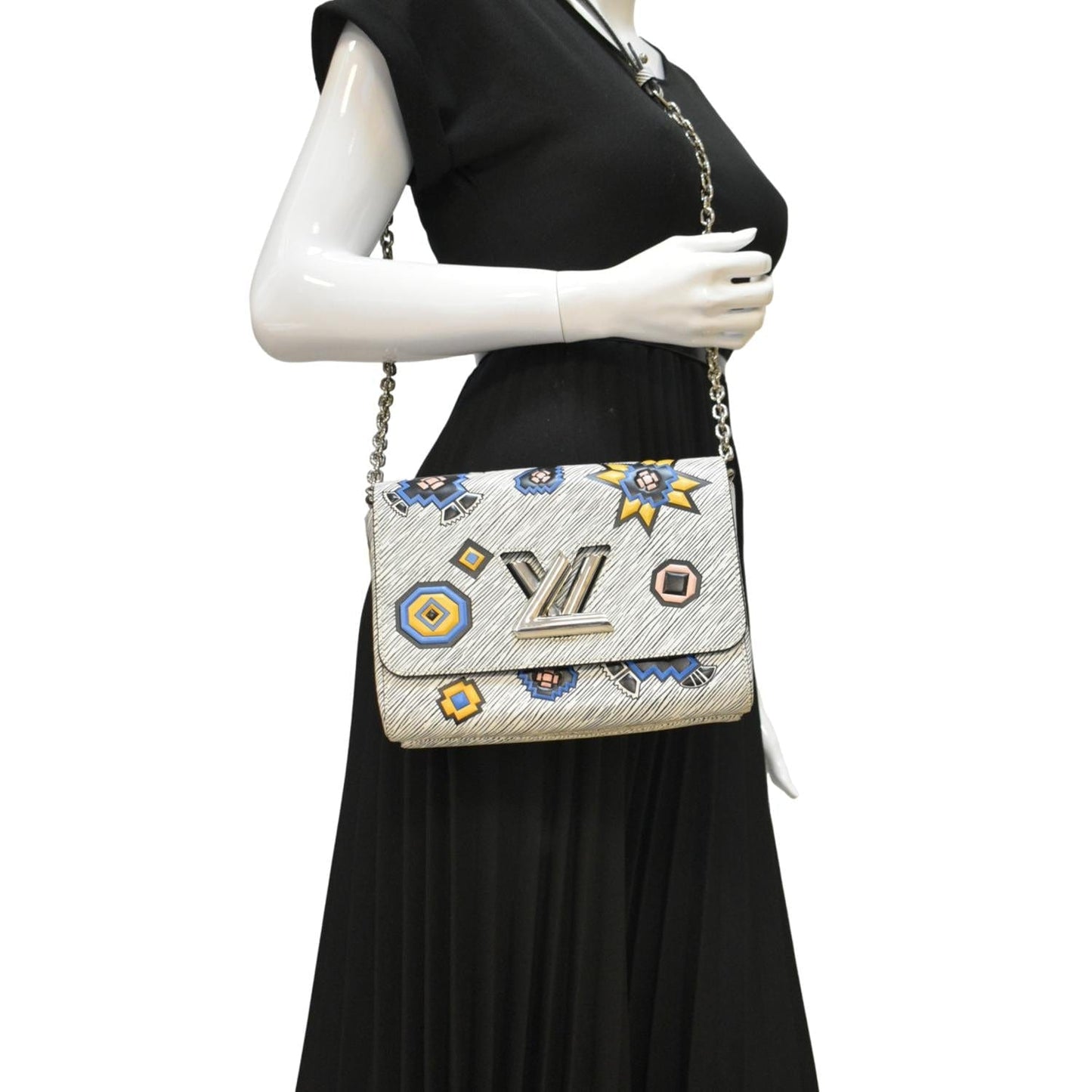 LOUIS VUITTON Twist Azteque MM Epi Leather Shoulder Bag White