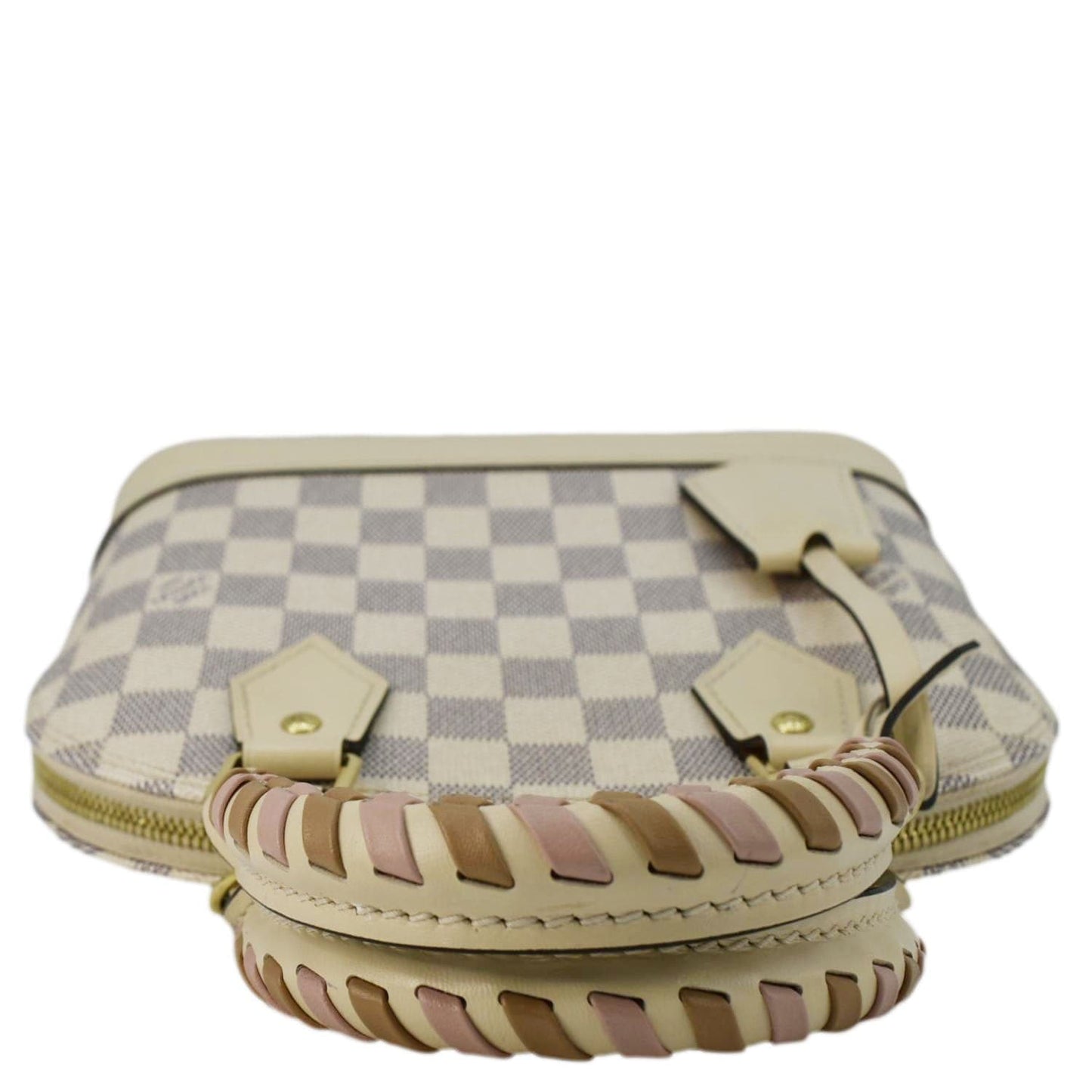 LOUIS VUITTON Alma BB Braided Damier Azur Satchel Bag White