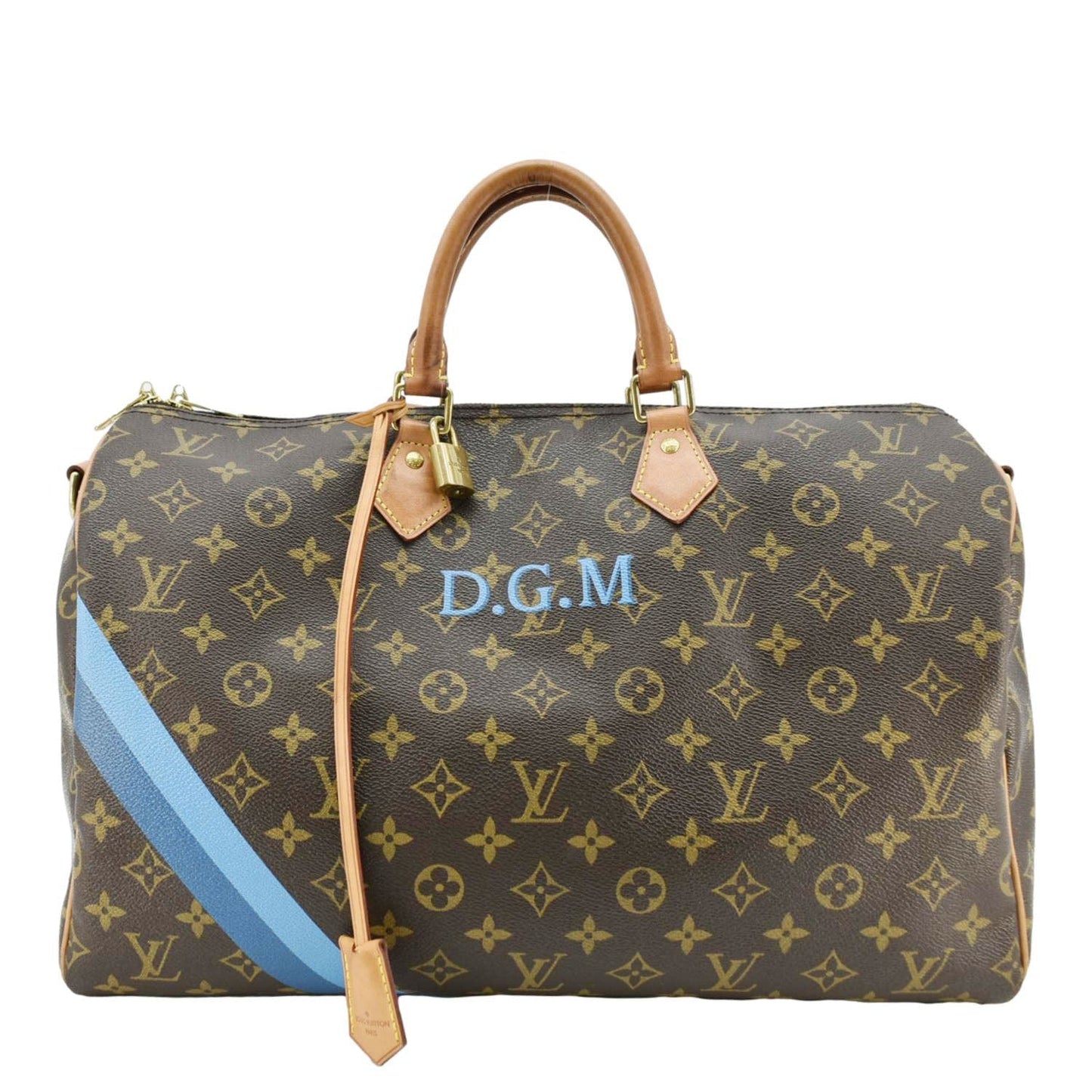 LOUIS VUITTON 40 Bandouliere Heritage Monogram Canvas Travel Bag Blue Clair