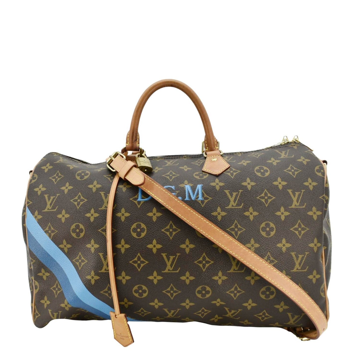 LOUIS VUITTON 40 Bandouliere Heritage Monogram Canvas Travel Bag Blue Clair