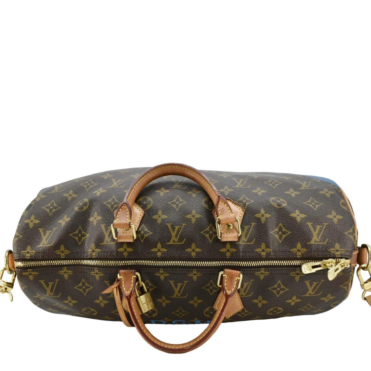LOUIS VUITTON 40 Bandouliere Heritage Monogram Canvas Travel Bag Blue Clair