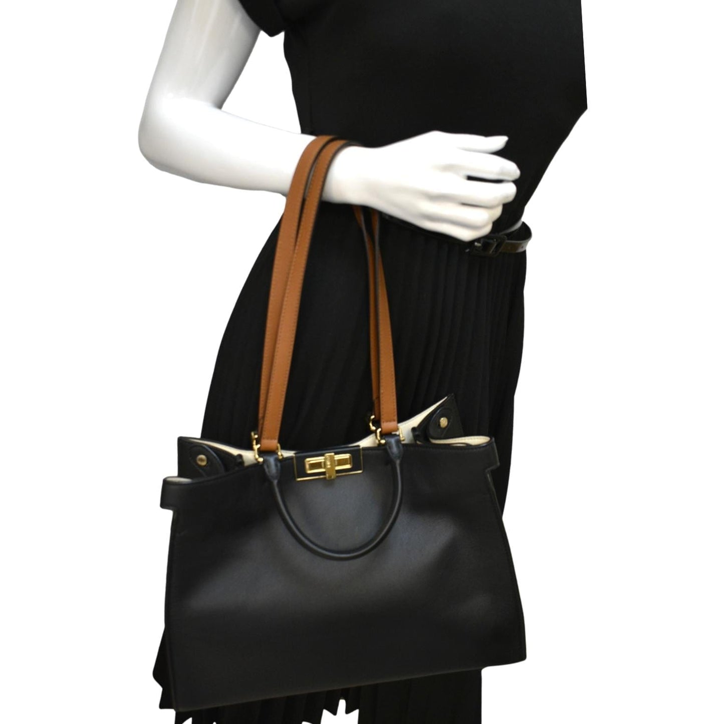 Fendi Peekaboo Leather Black Tote Bag