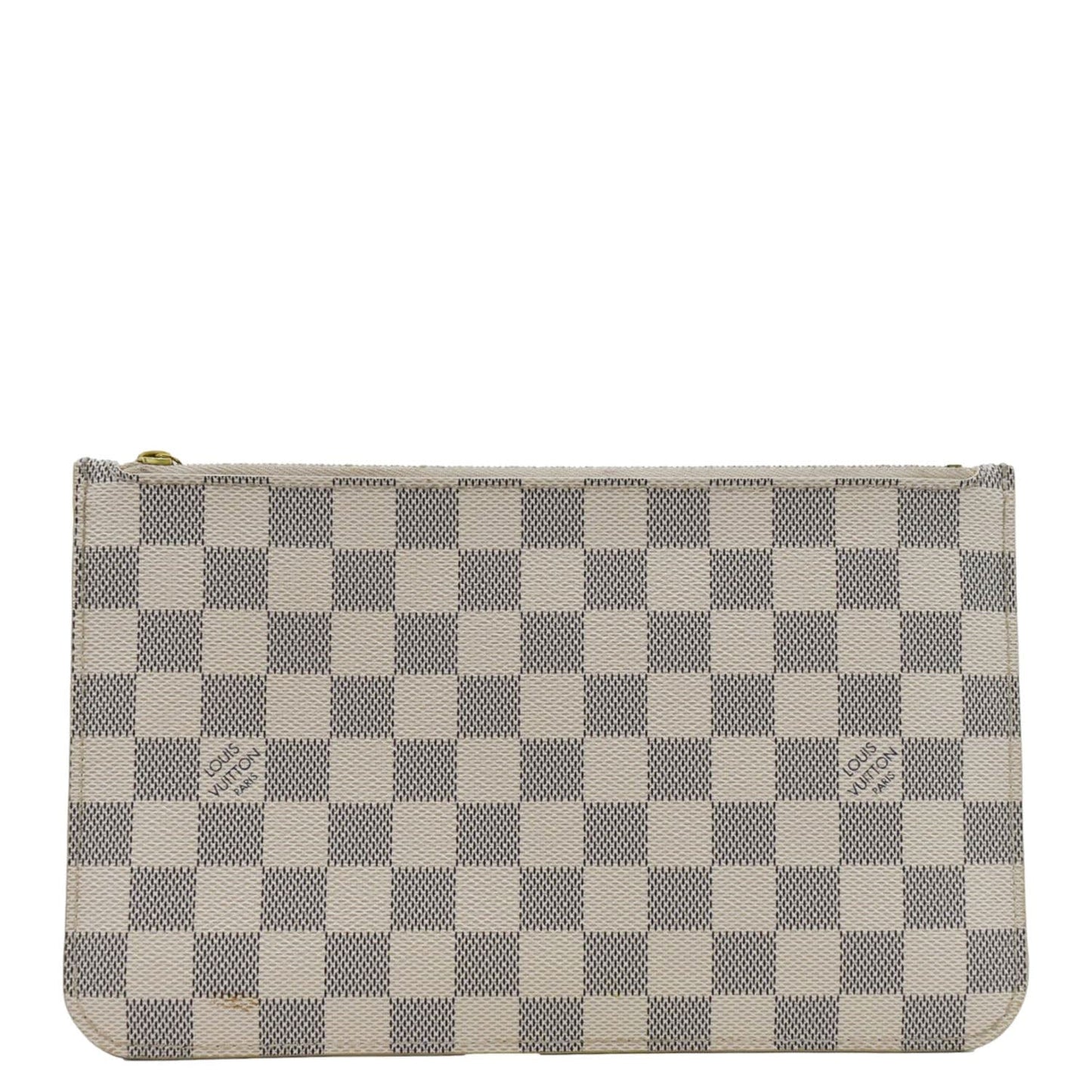 LOUIS VUITTON Wristlet Pochette Damier Azur Pouch White